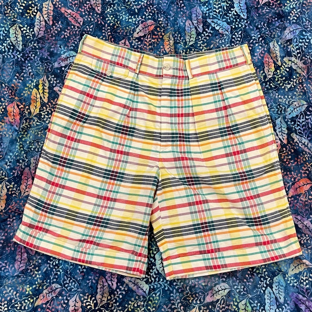 Vintage Boston Traders Plaid Shorts Size 34
